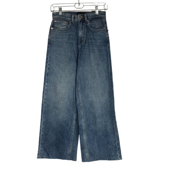FRANK AND OAK - WOMEN'S 25 - BLUE NINA WIDE LEG DENIM JEANS